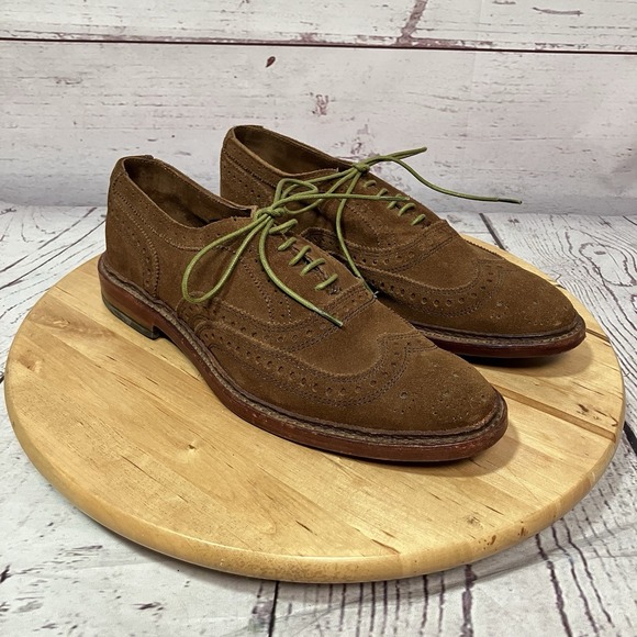 Allen Edmonds Brown Suede Wingtip Oxfords Men's 13 D Leather Sole Dress Shoes